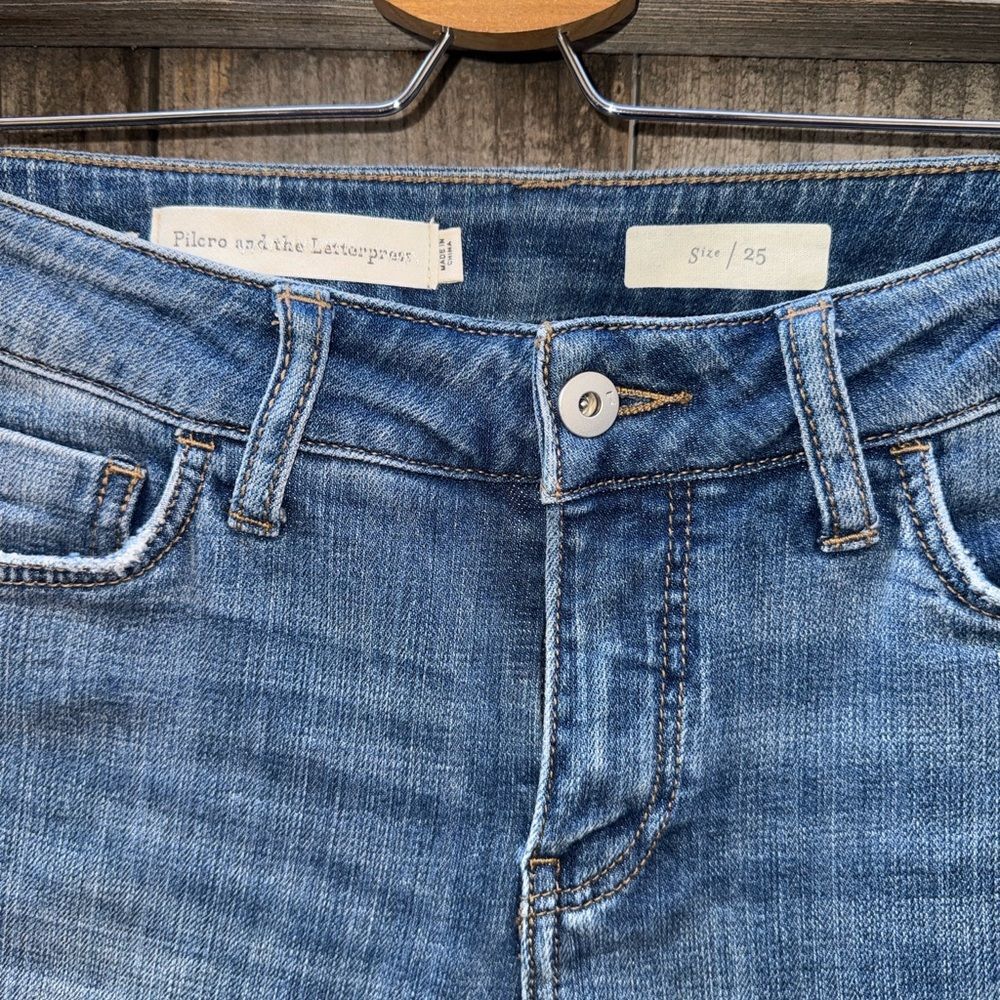 Pilcro & The Letterpress by Anthropologie Tiered Flounce Lace Hem Jeans Size 25 - Picture 5 of 11
